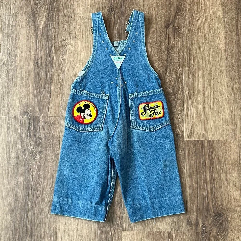 Vintage OshKosh Rainbow Disney Mickey Overalls